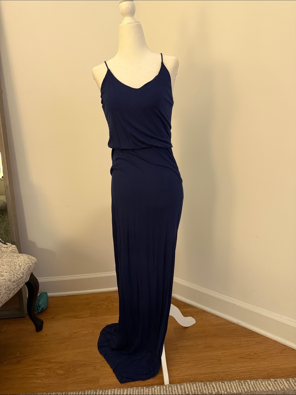 Lulu's Navy Blue Spaghetti-Strap Maxi Dress